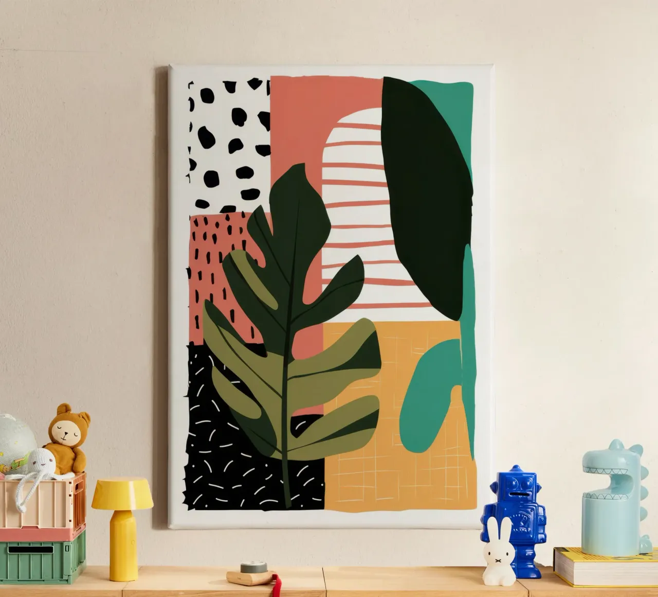 Collage botanico moderno tela con Cornice a cassetta da Heaven Craft