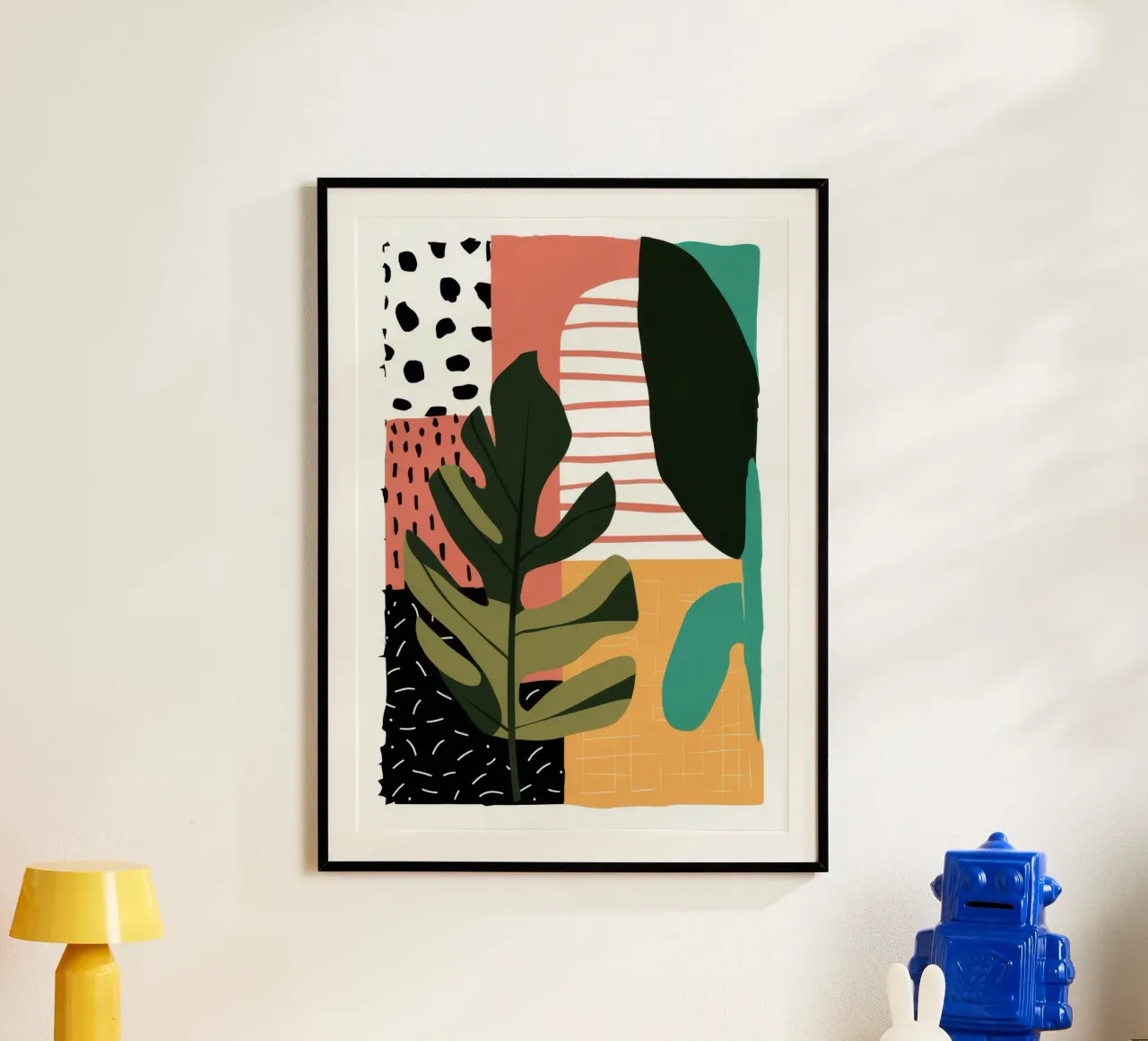 Collage botanico moderno poster con telaio in plastica da Heaven Craft