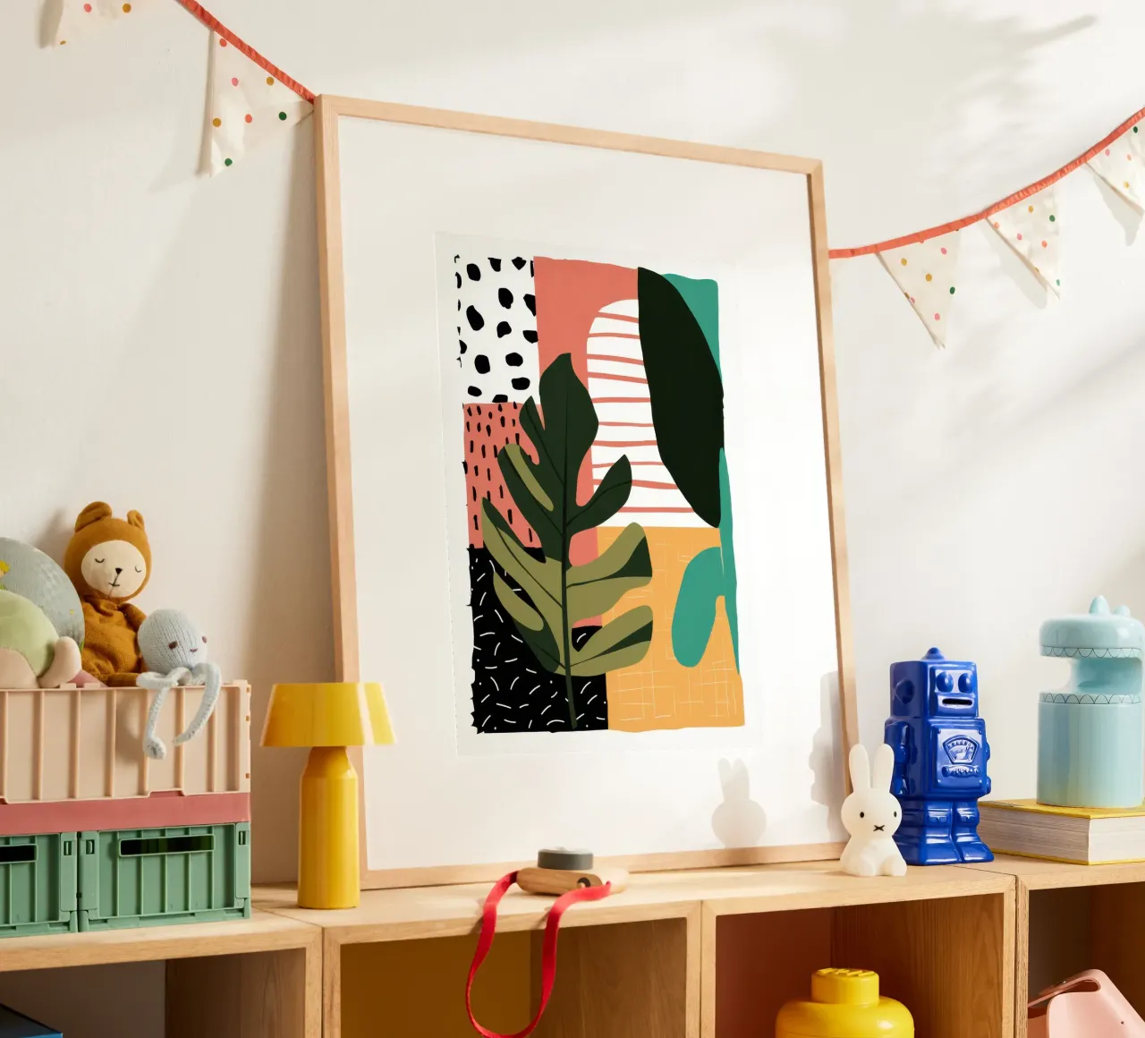Collage botanico moderno poster con telaio in plastica da Heaven Craft