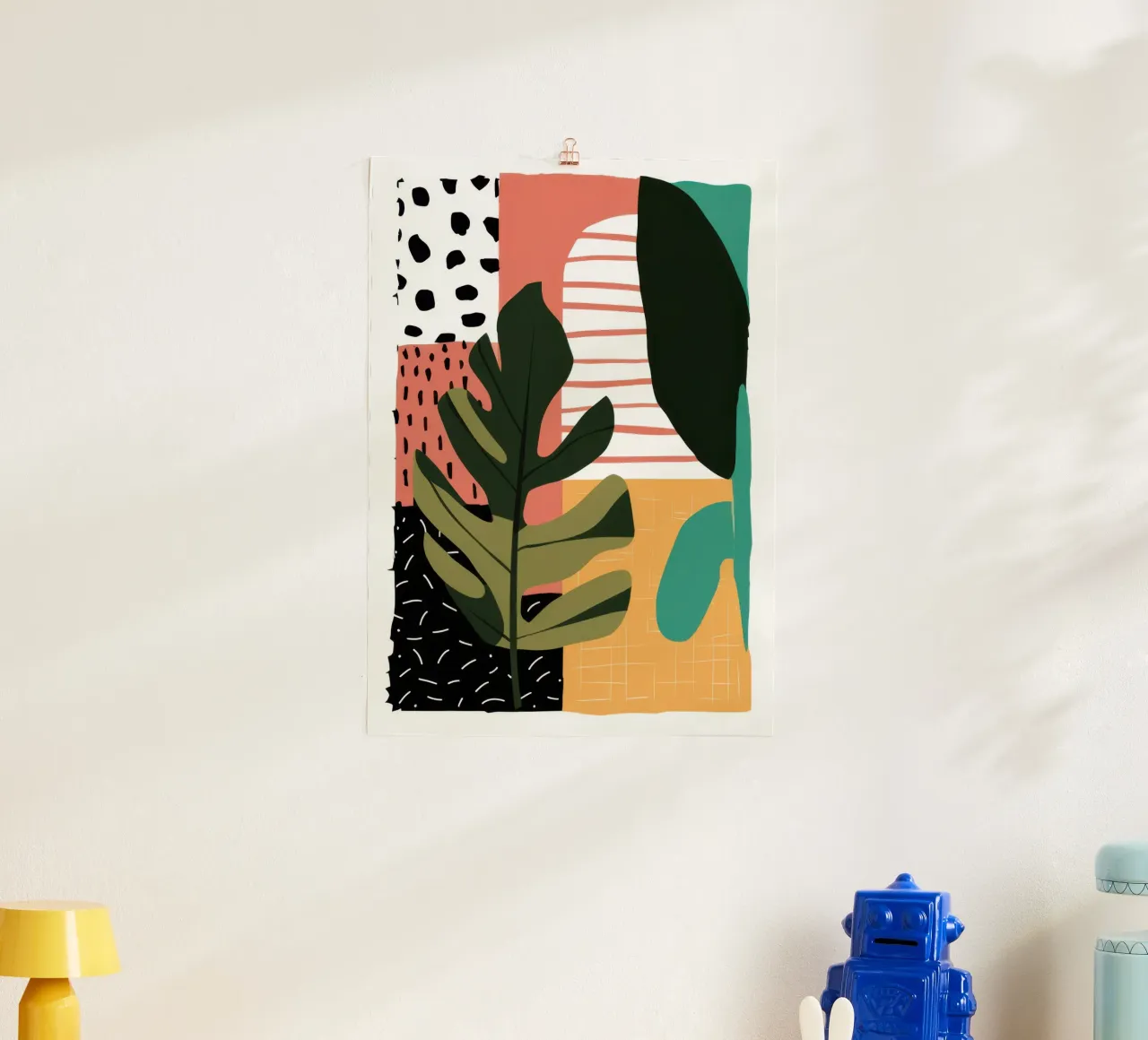 Collage botanico moderno poster con telaio in plastica da Heaven Craft