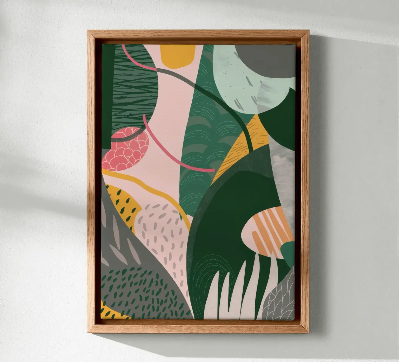 Overlapping Flora Abstract canvas with Floater frame by Heaven Craft