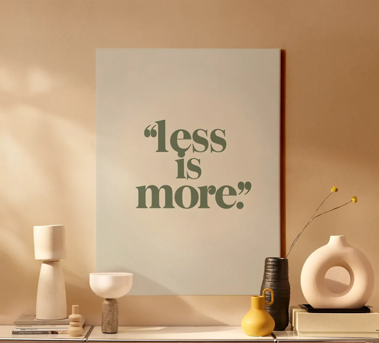Less is More canvas with Floater frame by The Green Room