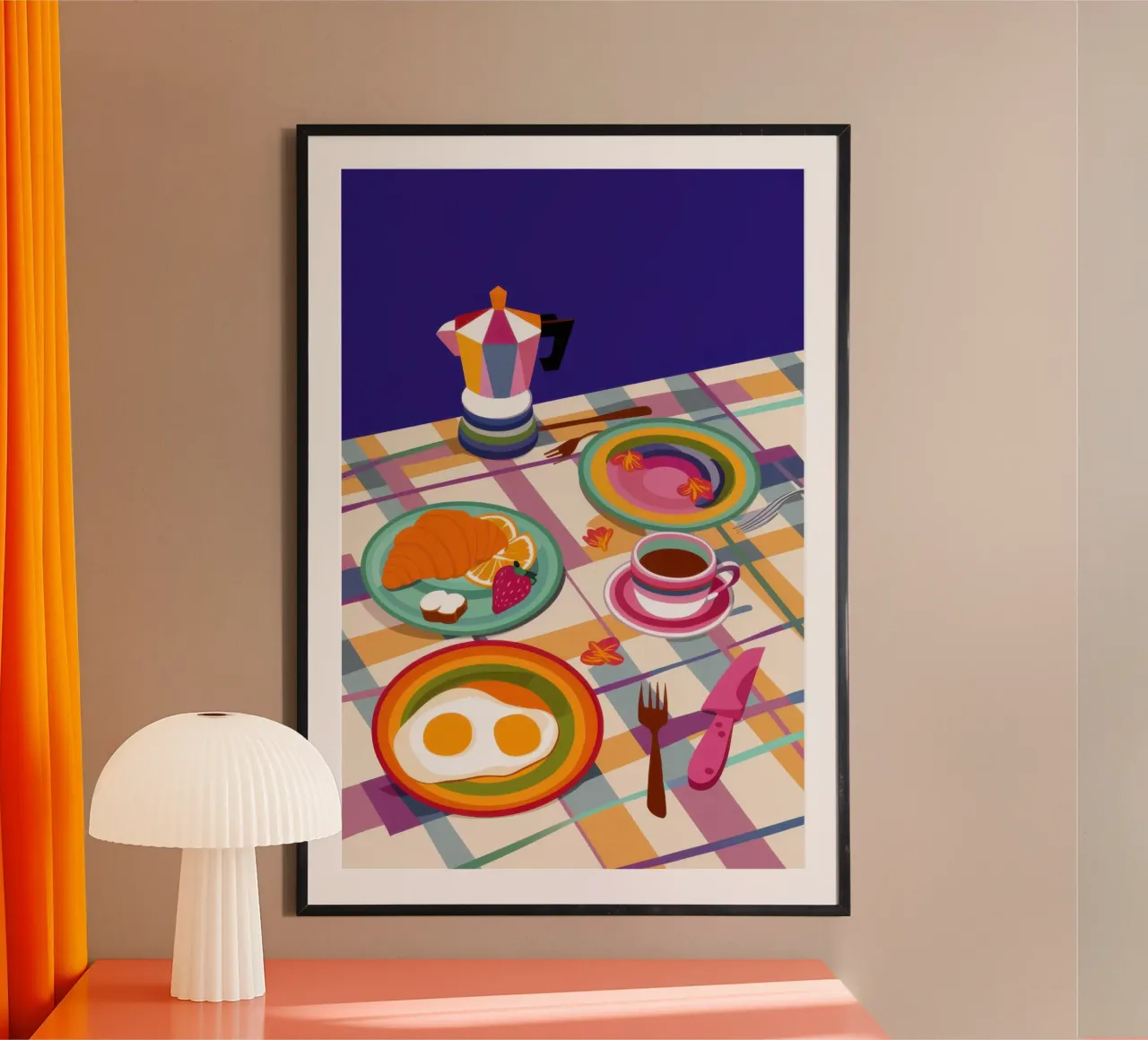 Colazione a scacchi soleggiata poster da Echo Saber