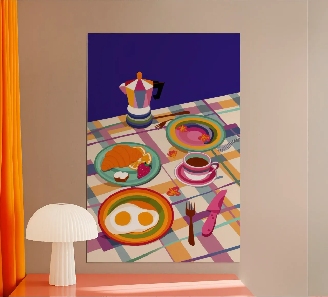 Colazione a scacchi soleggiata poster da Echo Saber