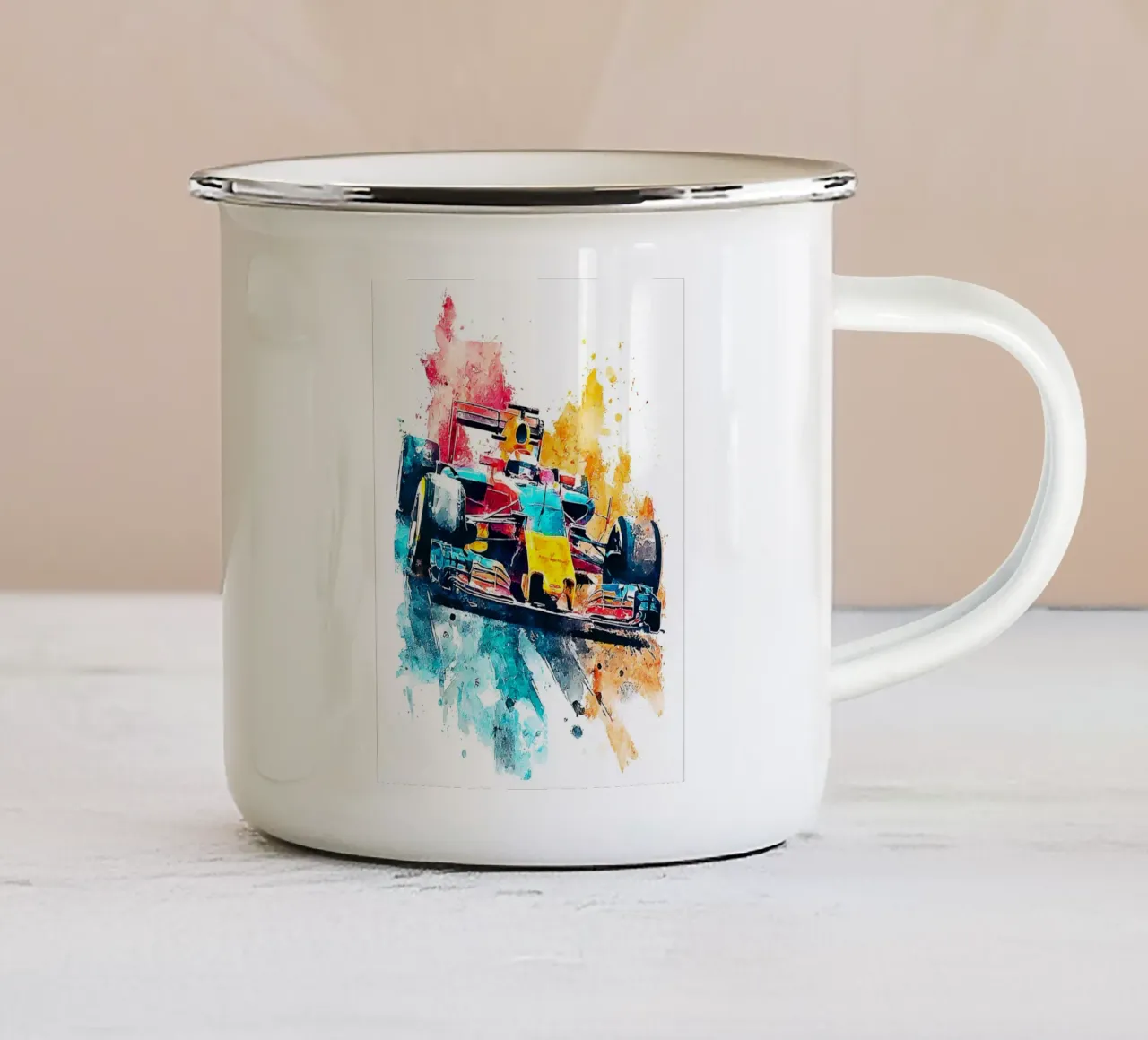 Formula 1 Watercolor tazza in smalto da Mateo