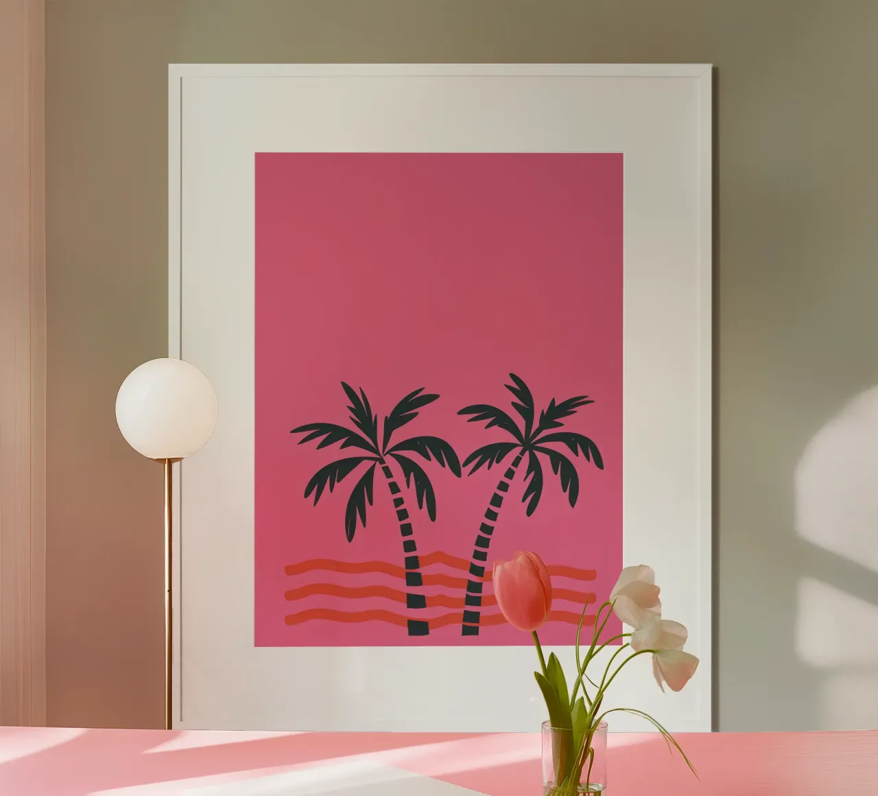 Palme rosa minimaliste poster da Echo Saber
