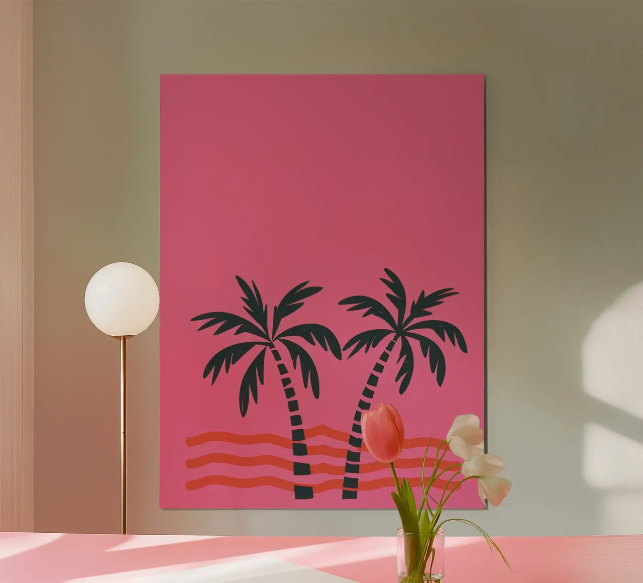 Palme rosa minimaliste poster da Echo Saber