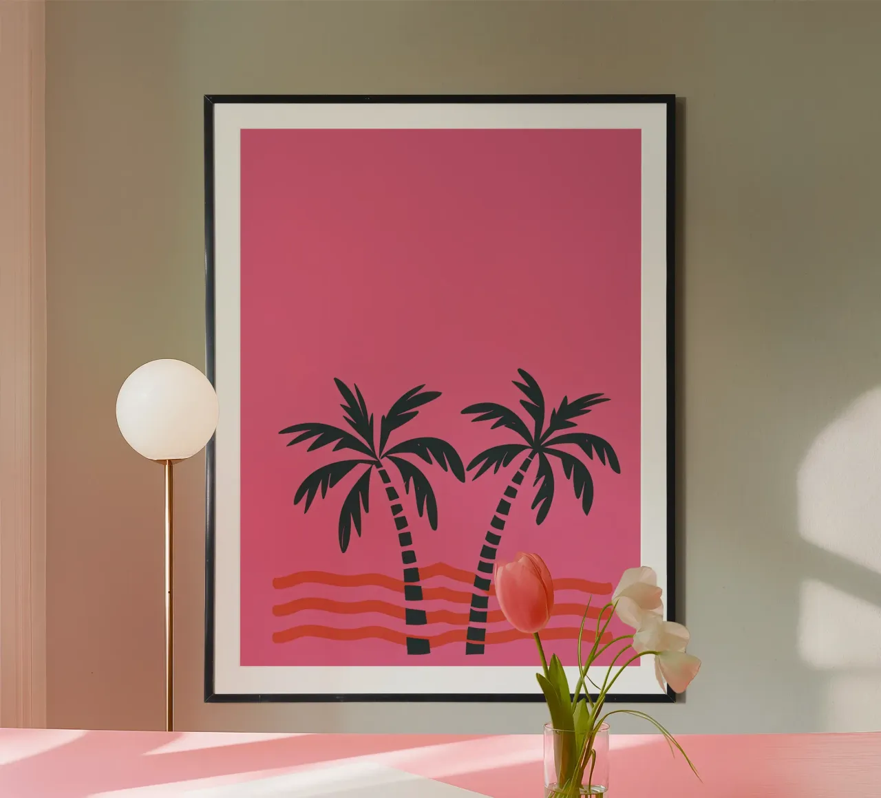 Palme rosa minimaliste poster da Echo Saber