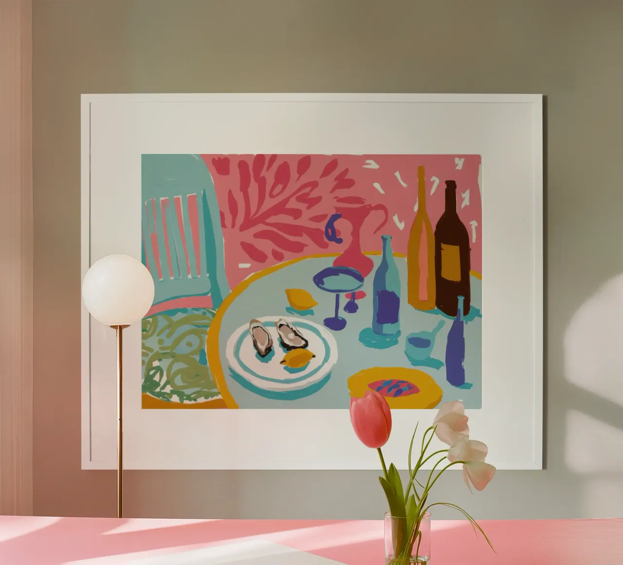 Festa delle ostriche in mare poster con telaio in plastica da Echo Saber