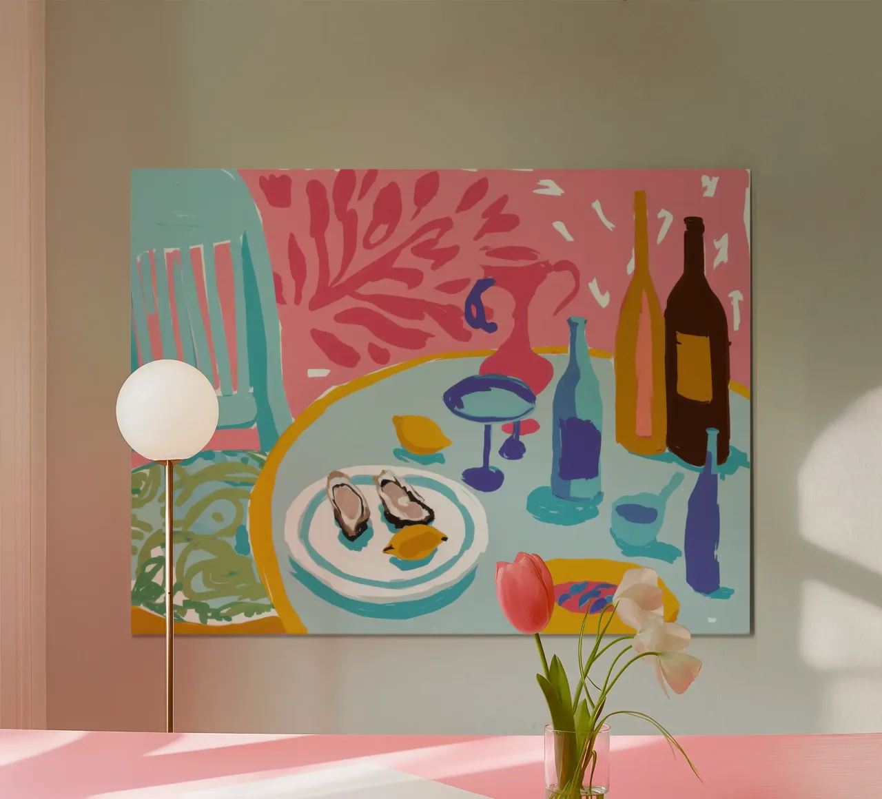 Festa delle ostriche in mare poster con telaio in plastica da Echo Saber