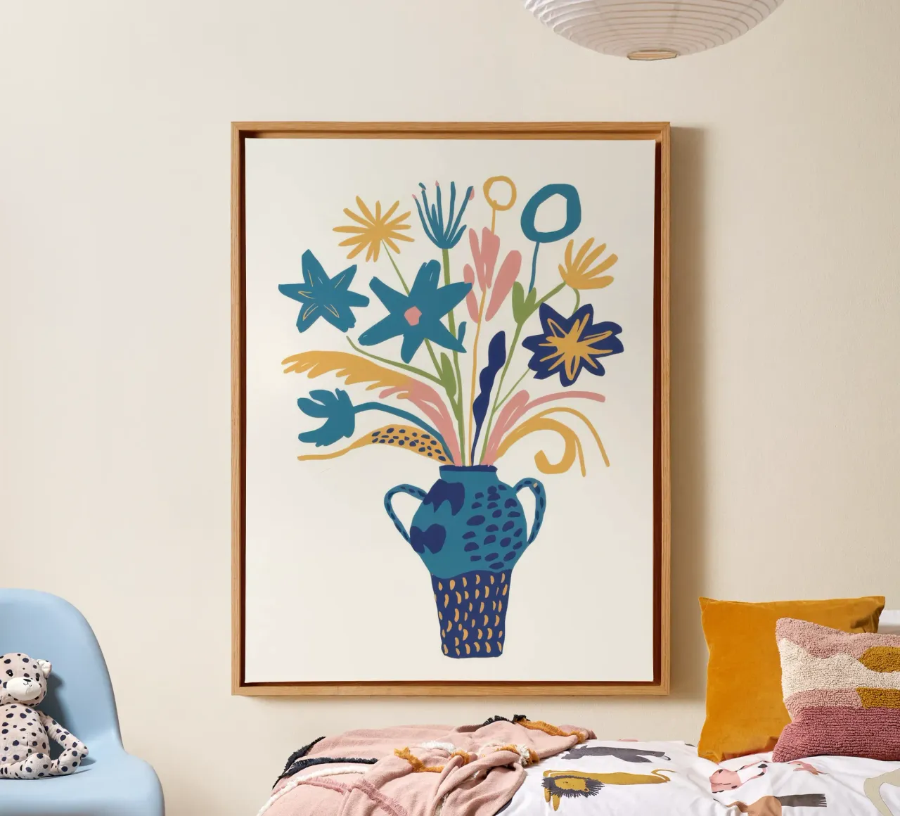 Vaso blu rustico tela con Cornice a cassetta da Echo Saber