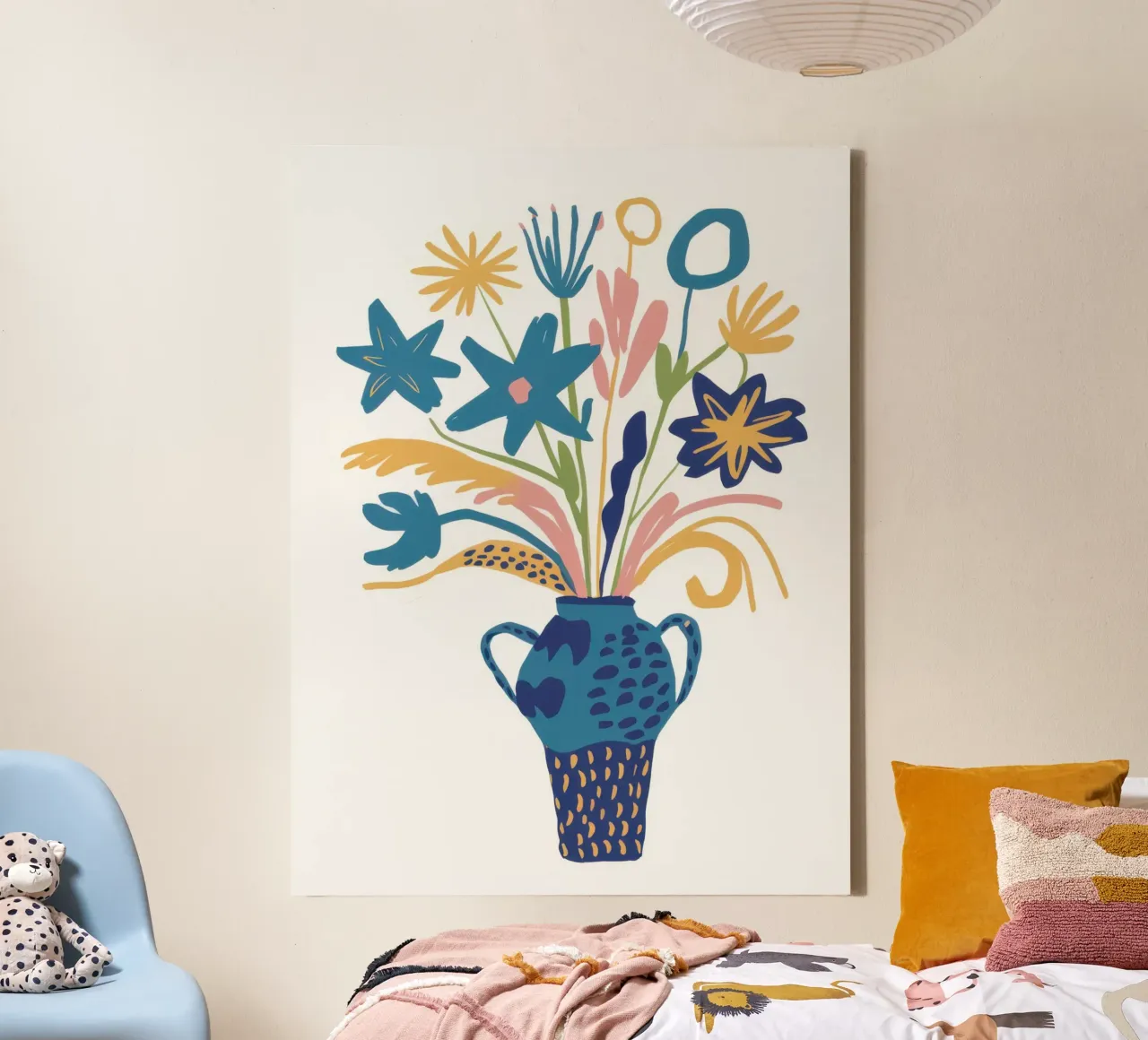 Vaso blu rustico tela con Cornice a cassetta da Echo Saber