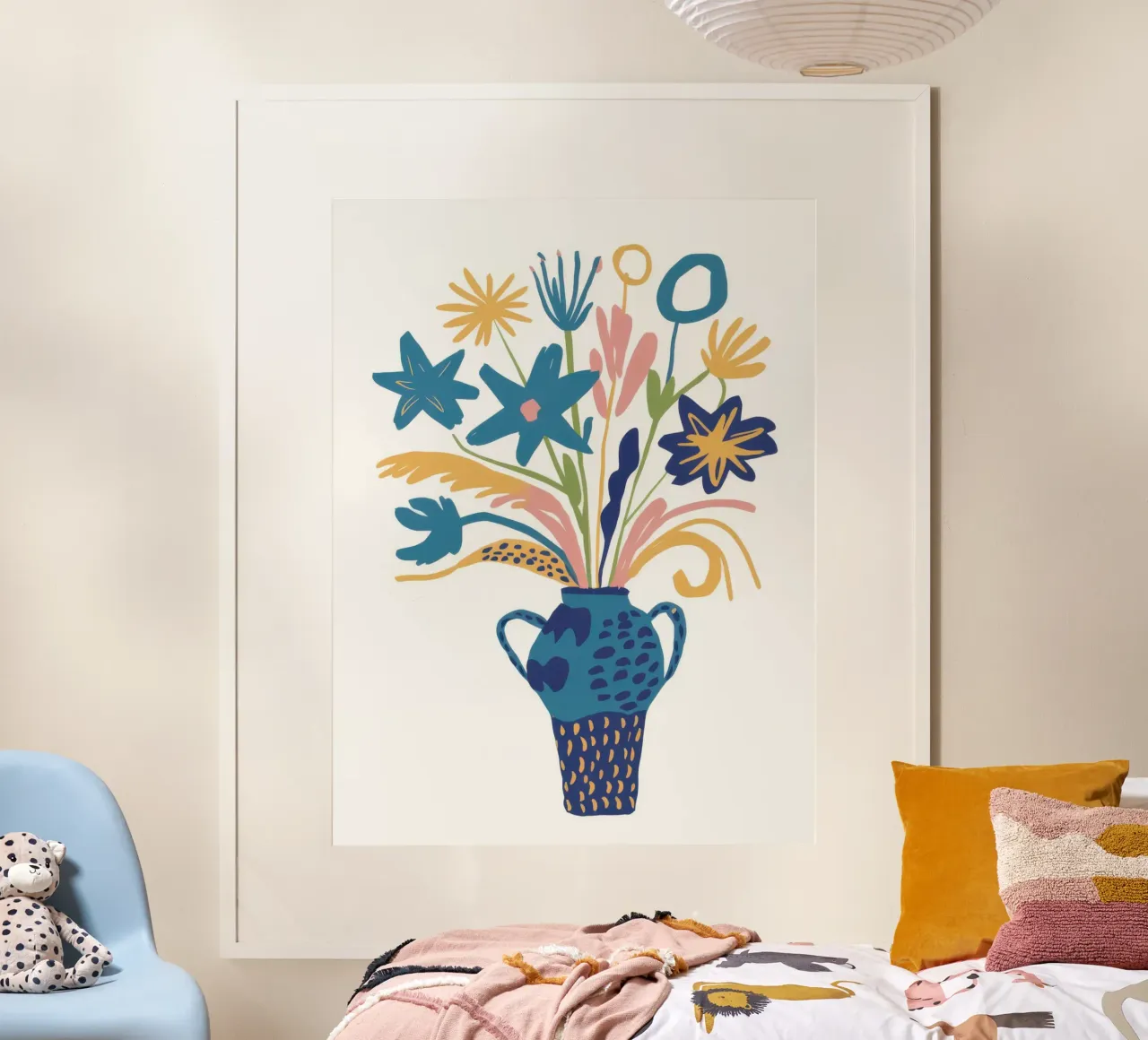 Vaso blu rustico poster con telaio in alluminio da Echo Saber