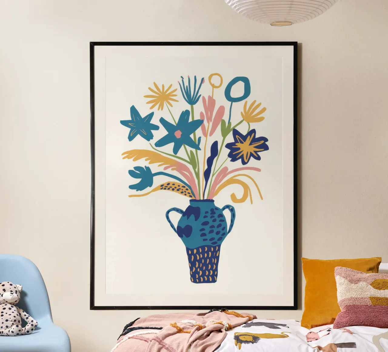 Vaso blu rustico poster con telaio in alluminio da Echo Saber