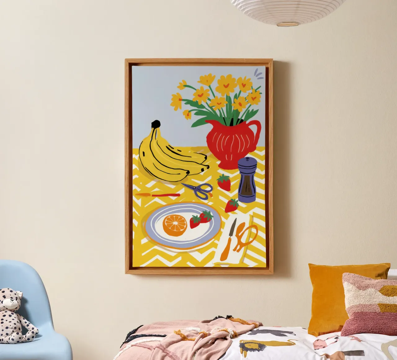 Bouquet di banane soleggiate tela con Cornice a cassetta da Echo Saber