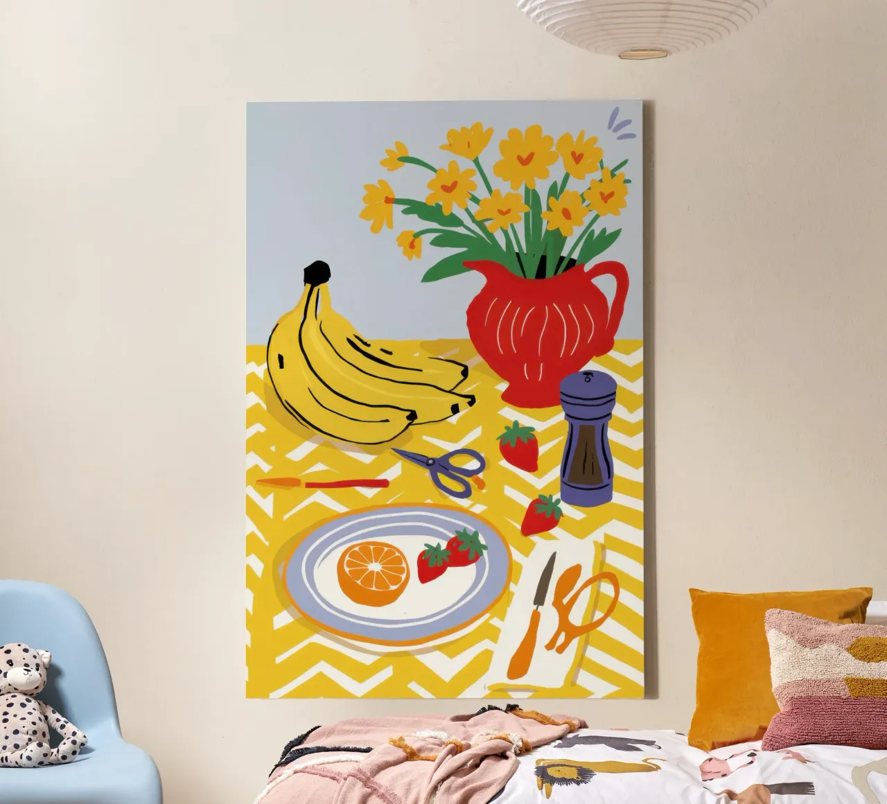 Bouquet di banane soleggiate tela con Cornice a cassetta da Echo Saber