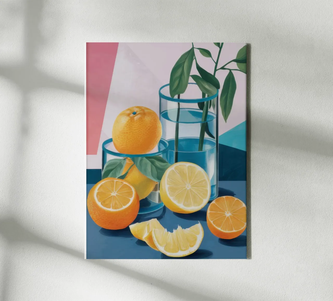 Sun drenched Citrus Stillness canvas with Floater frame by Echo Saber