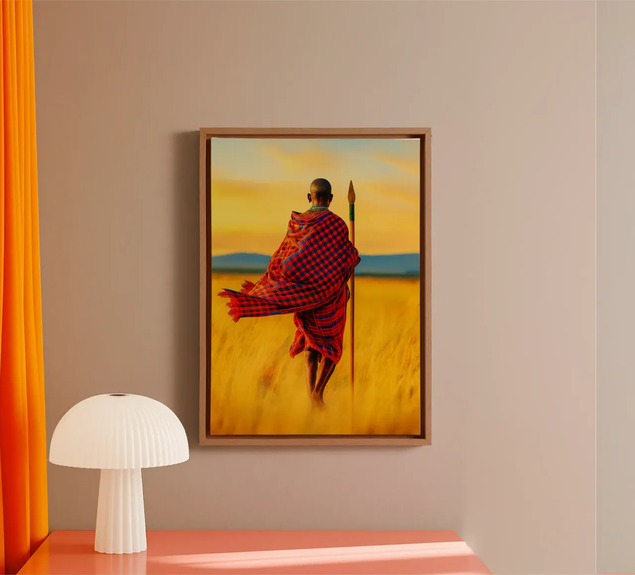 african men in the grasslands view retro photography canvas with Floater frame by viantishop