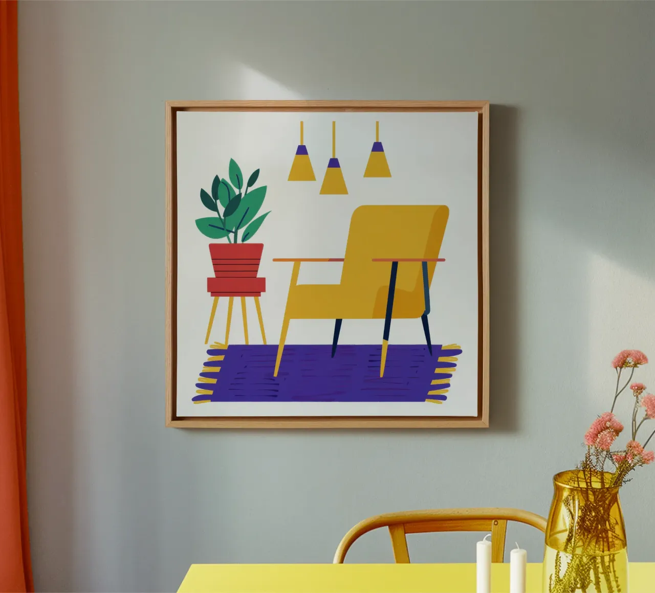 Sunshine Reading Nook canvas with Floater frame by Echo Saber