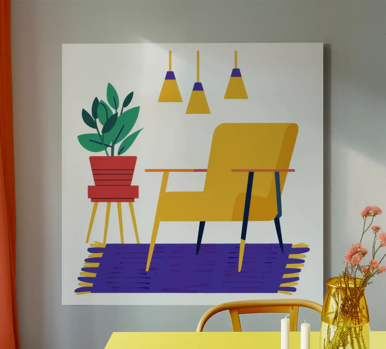 Sunshine Reading Nook canvas with Floater frame by Echo Saber