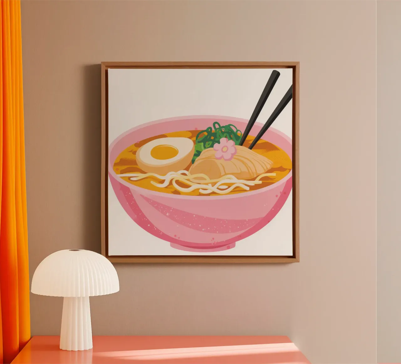 Ciotola di ramen arrossata tela con Cornice a cassetta da Echo Saber