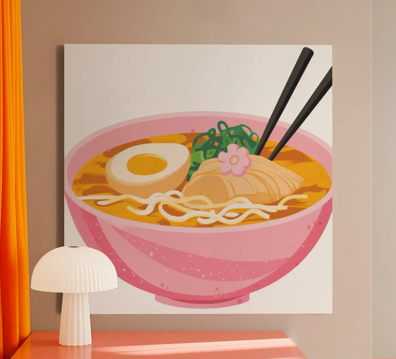 Ciotola di ramen arrossata tela con Cornice a cassetta da Echo Saber