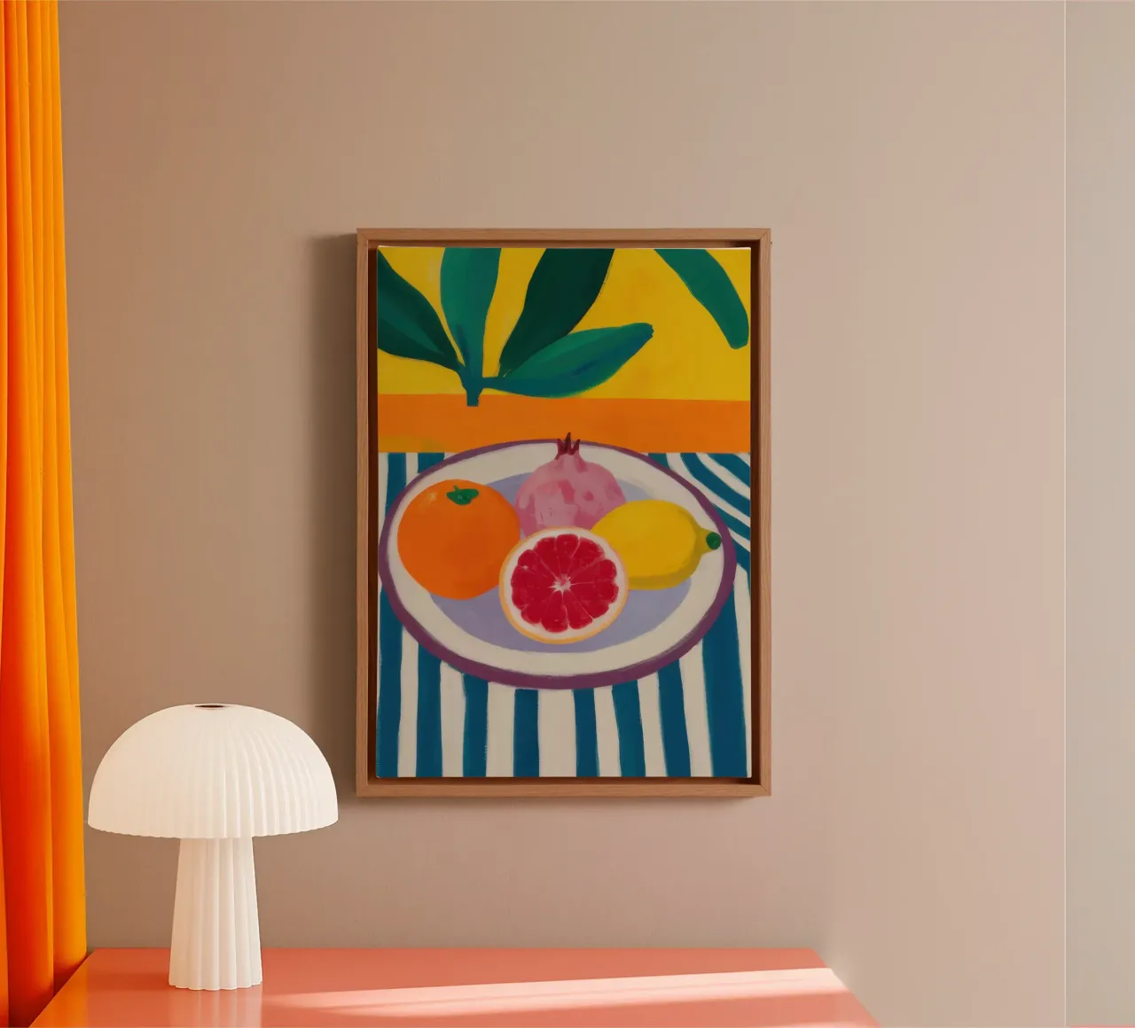 Studie naar gestreepte citrusvruchten canvas met Baklijst van Echo Saber