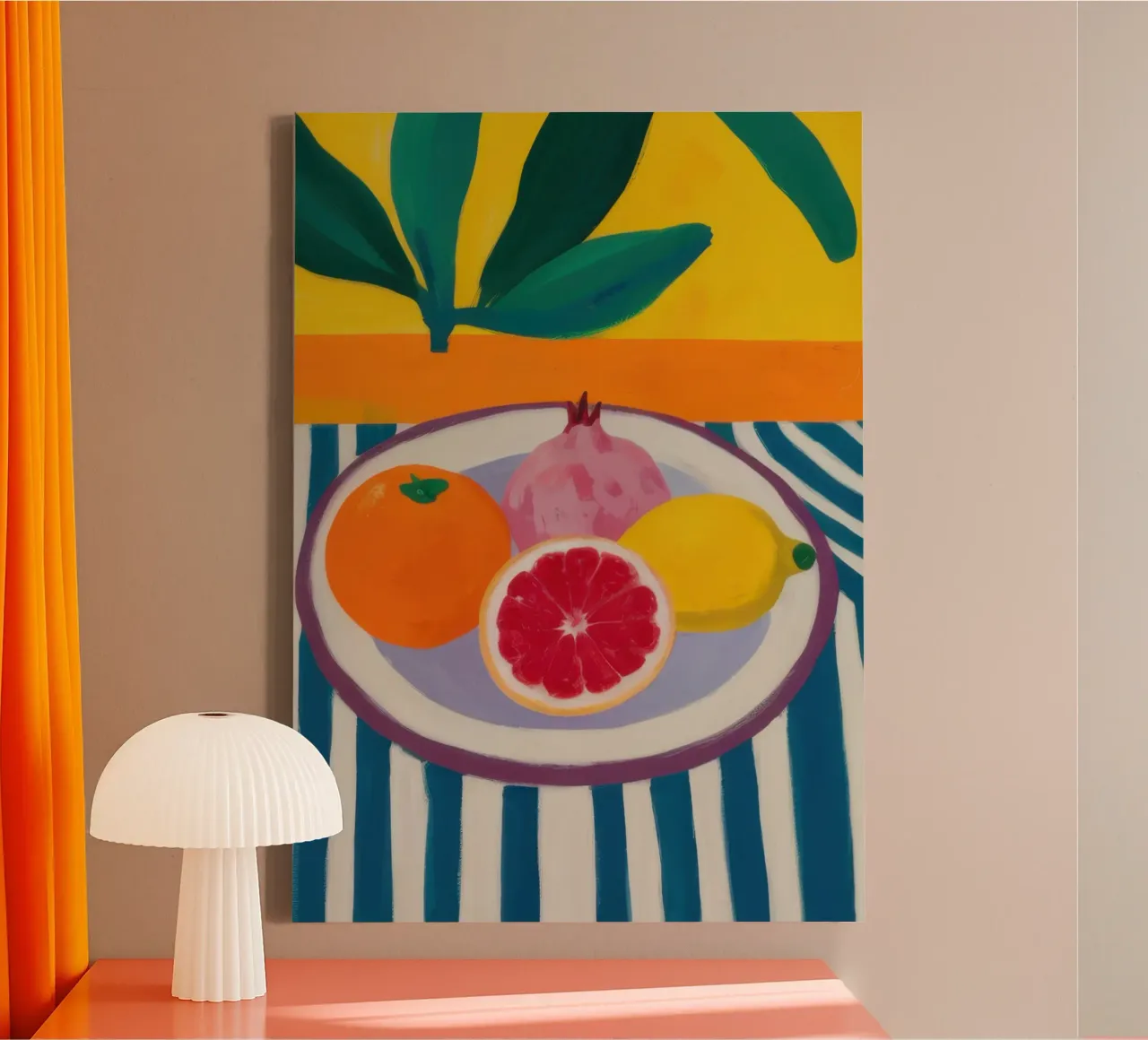 Studie naar gestreepte citrusvruchten canvas met Baklijst van Echo Saber