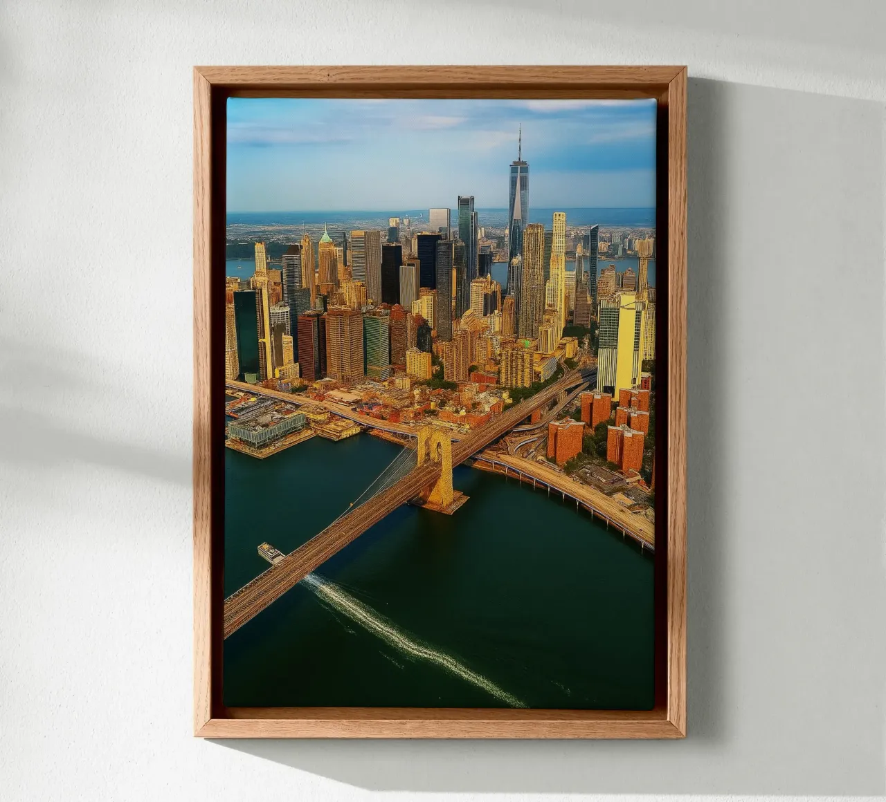 bridge on the sea view retro photography canvas with Floater frame by viantishop