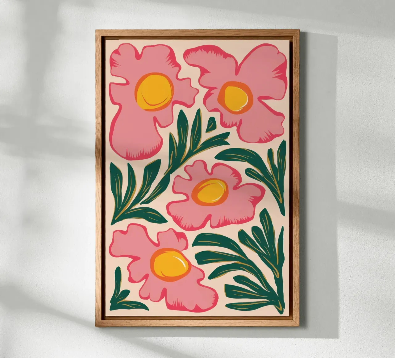 Fiori rosa audaci tela con Cornice a cassetta da Echo Saber