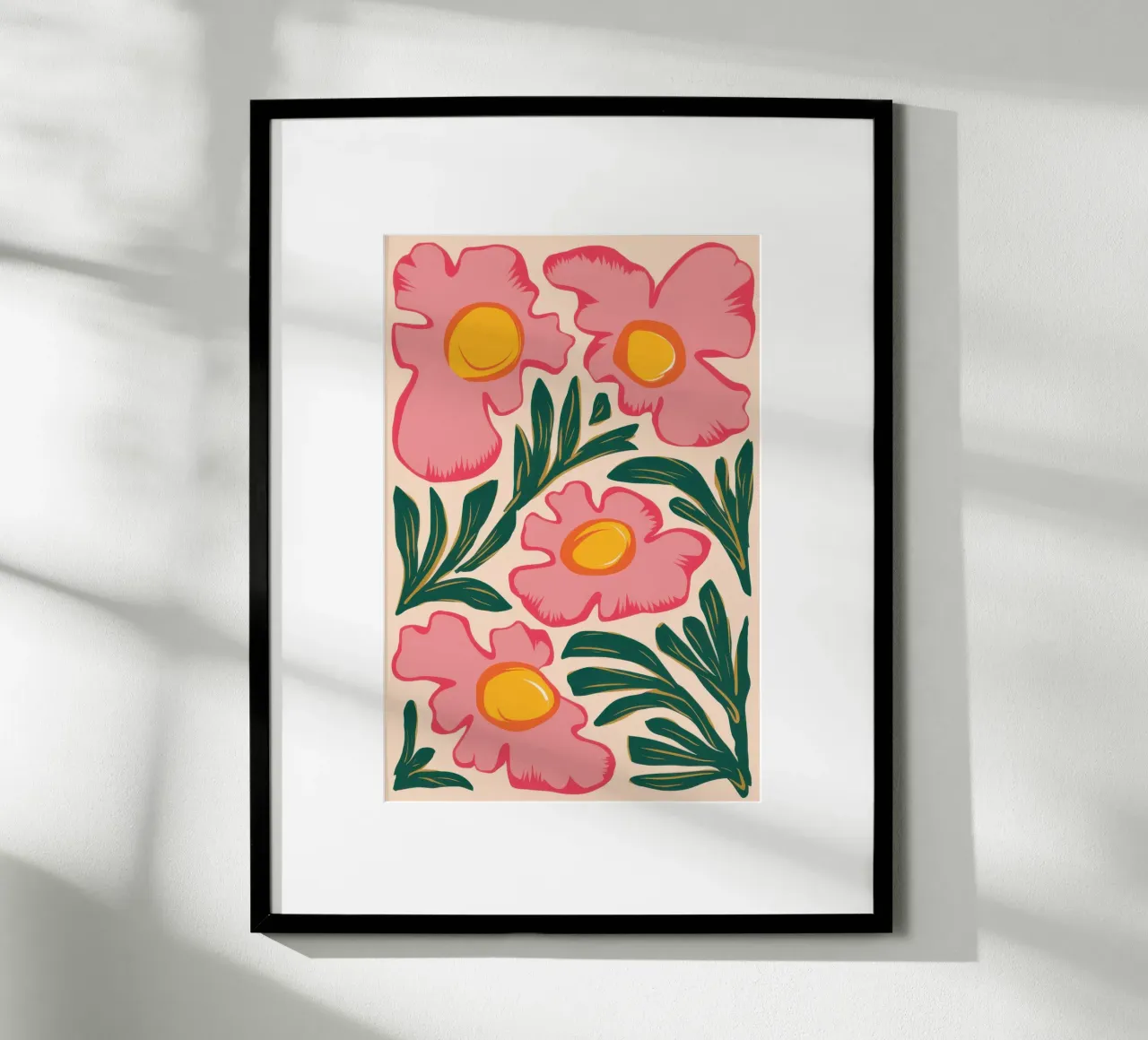 Fiori rosa audaci poster con telaio in plastica da Echo Saber