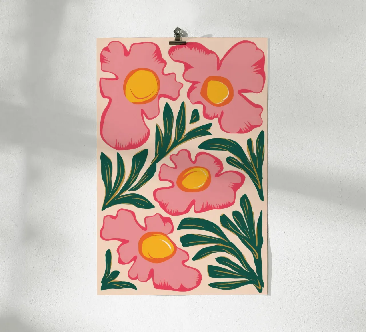 Fiori rosa audaci poster con telaio in plastica da Echo Saber