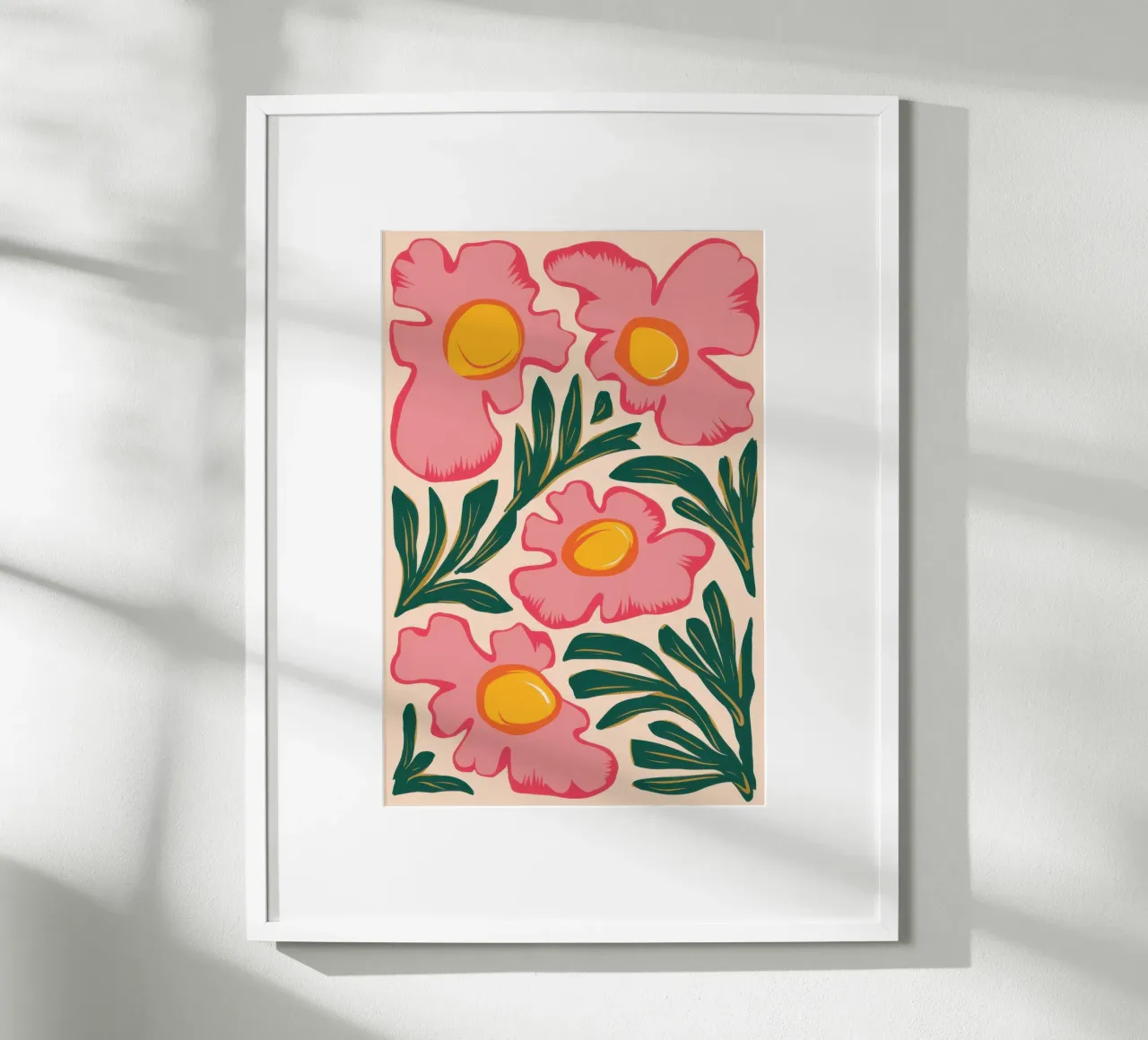 Fiori rosa audaci poster con telaio in plastica da Echo Saber