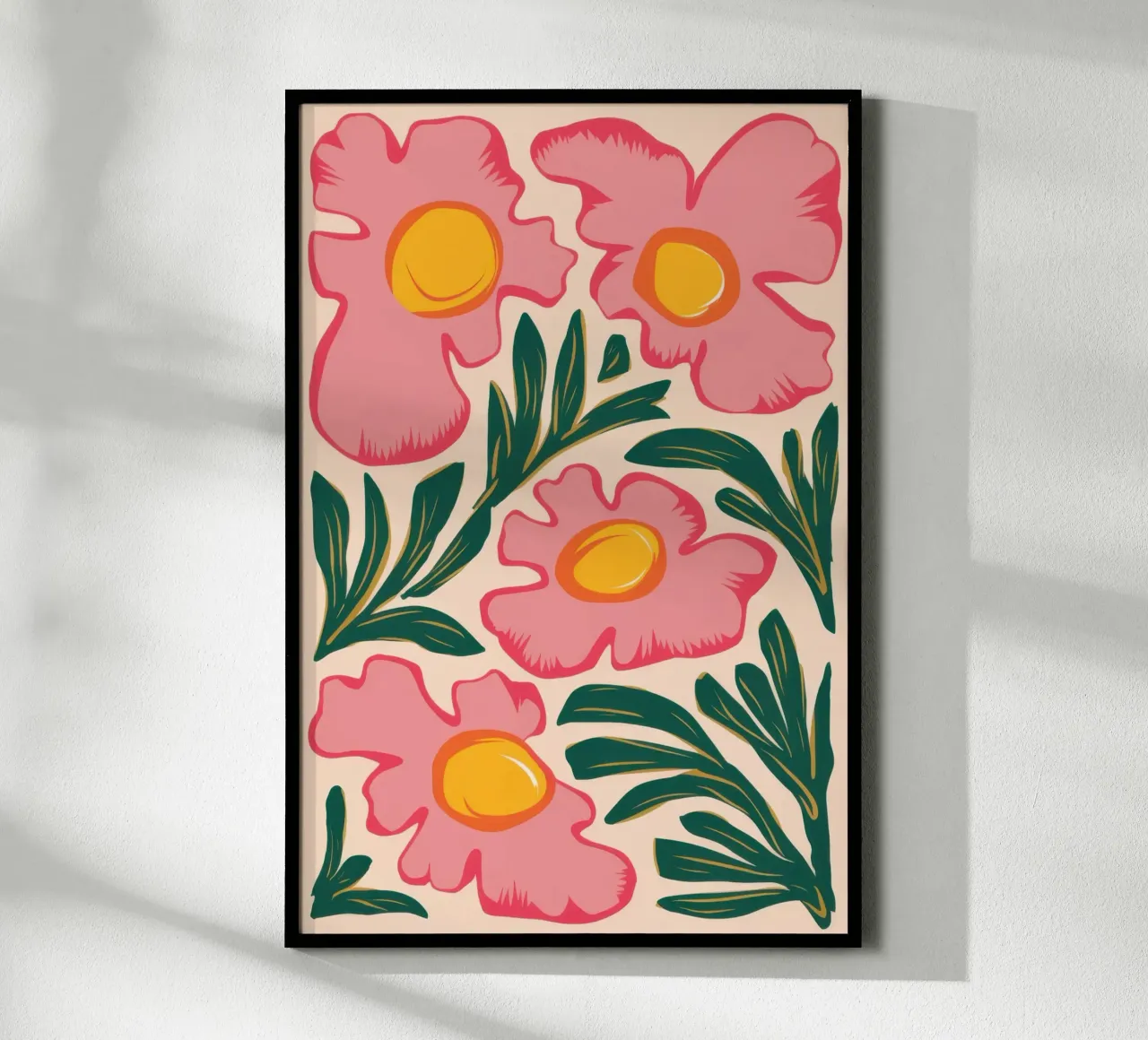 Fiori rosa audaci poster con telaio in plastica da Echo Saber