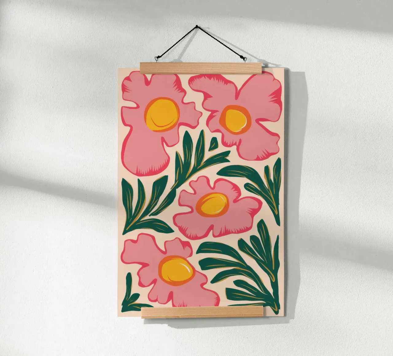Fiori rosa audaci poster con telaio in plastica da Echo Saber
