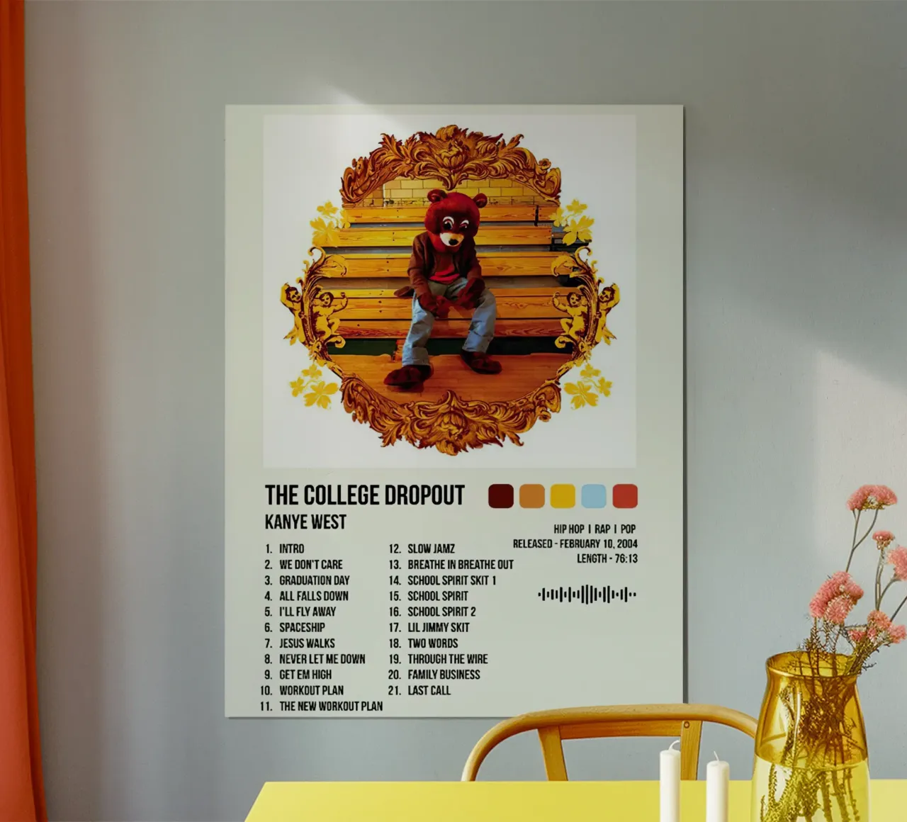 The College Dropout Kanye West poster con telaio in alluminio da Roronoa7