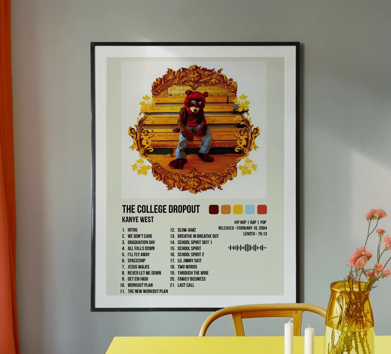 The College Dropout Kanye West poster con telaio in alluminio da Roronoa7