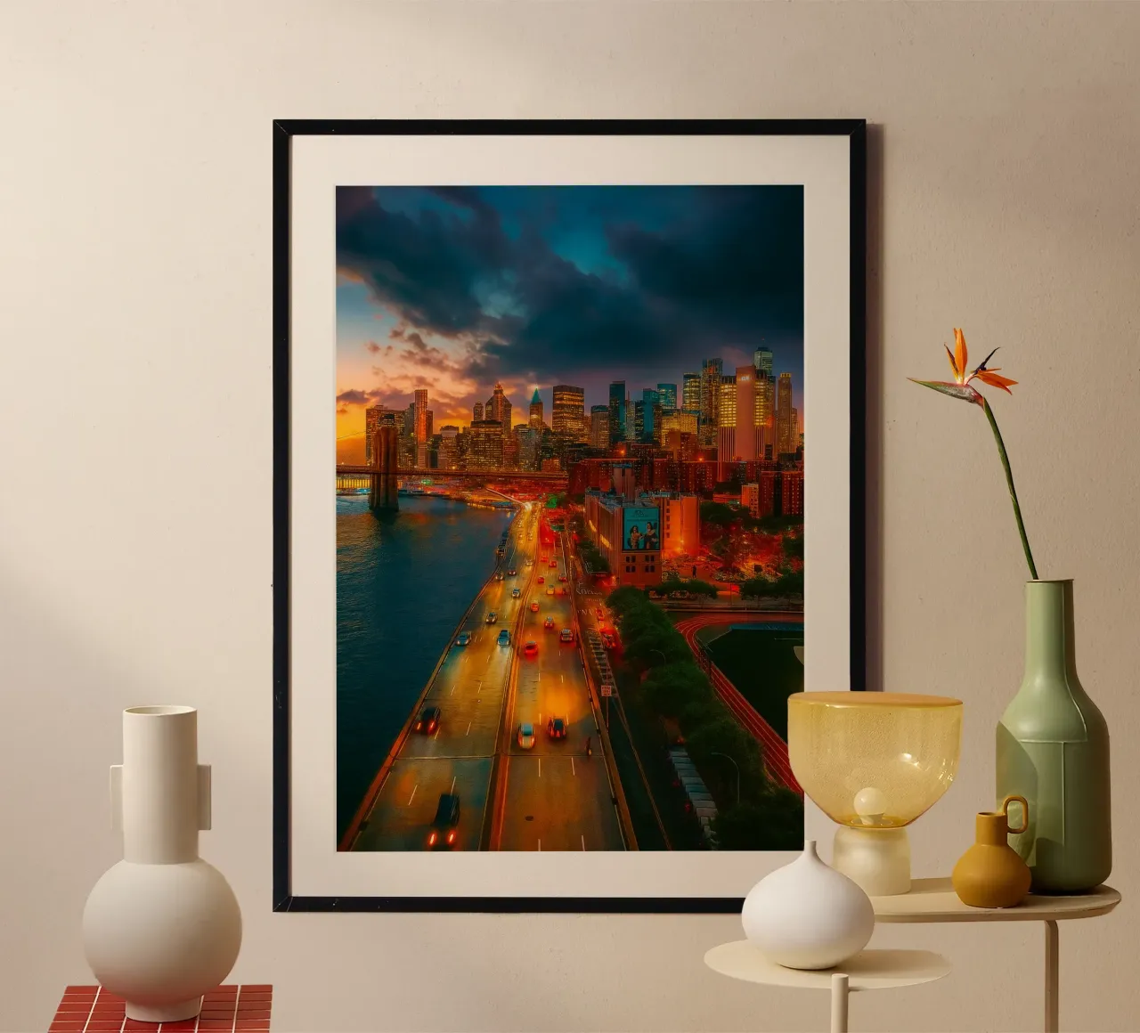 route de voitures au bord de la côte vue rétro photographie poster de viantishop