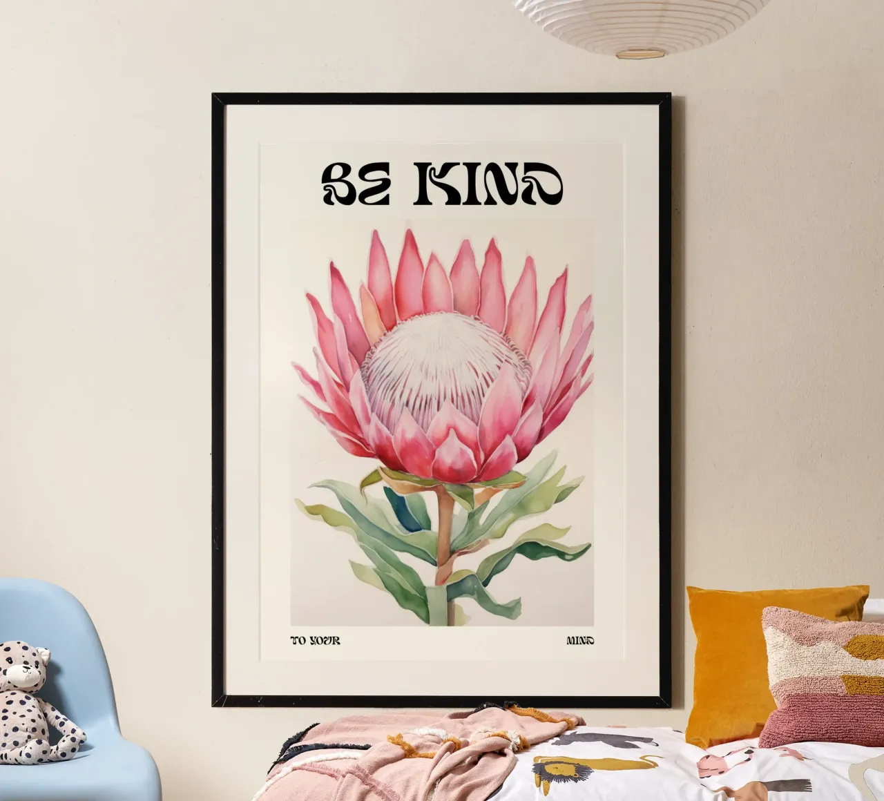 Blumendruck, Be Kind Poster, Abstrakter Blumendruck Poster von ArtHaus