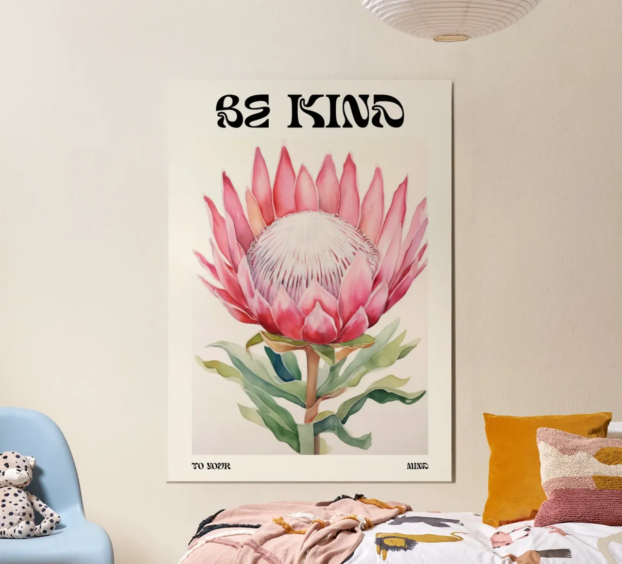 Blumendruck, Be Kind Poster, Abstrakter Blumendruck Poster von ArtHaus