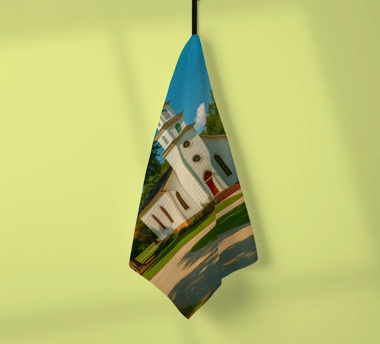 vue de l'église photographie rétro torchon de viantishop