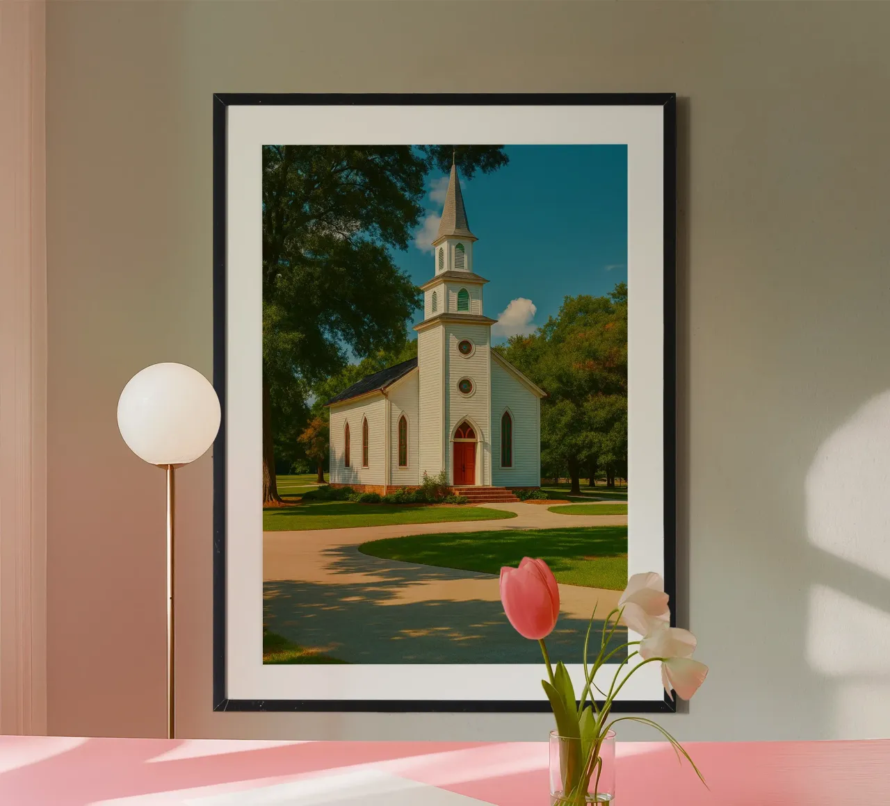vue de l'église photographie rétro poster de viantishop
