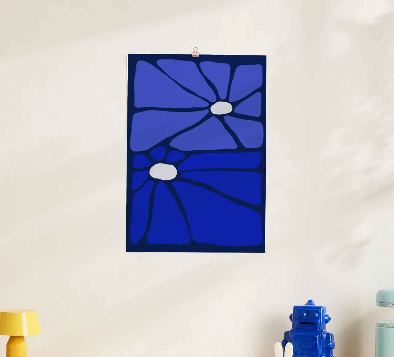 Indigo bloom poster con telaio in legno da TijanaArtStudio88
