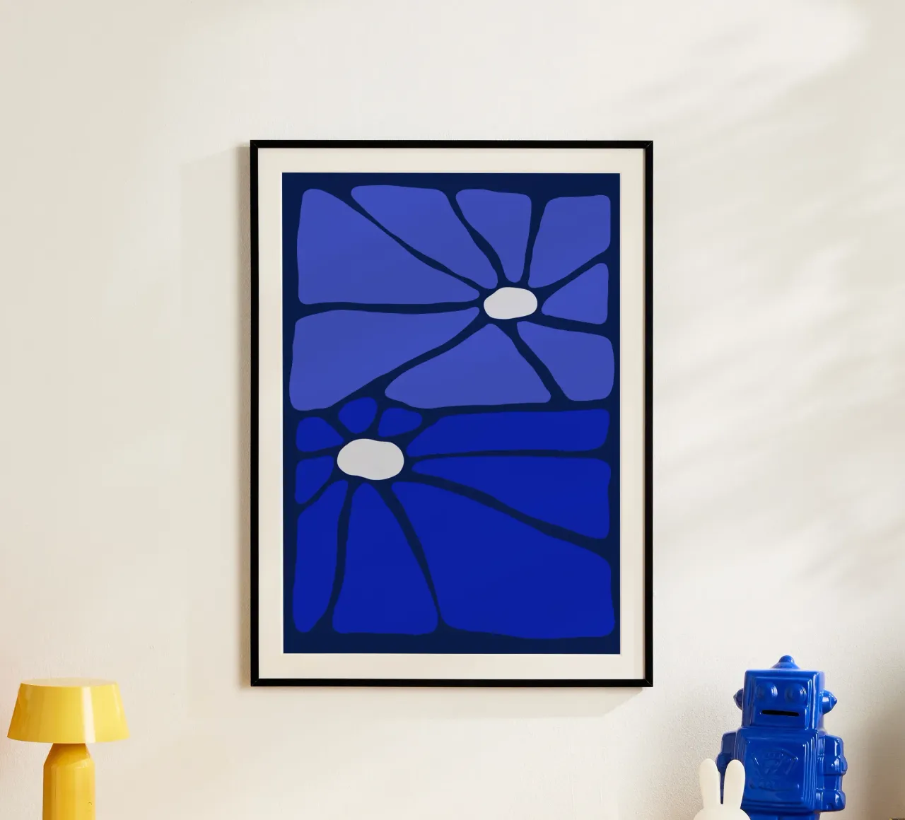 Indigo bloom poster con telaio in legno da TijanaArtStudio88