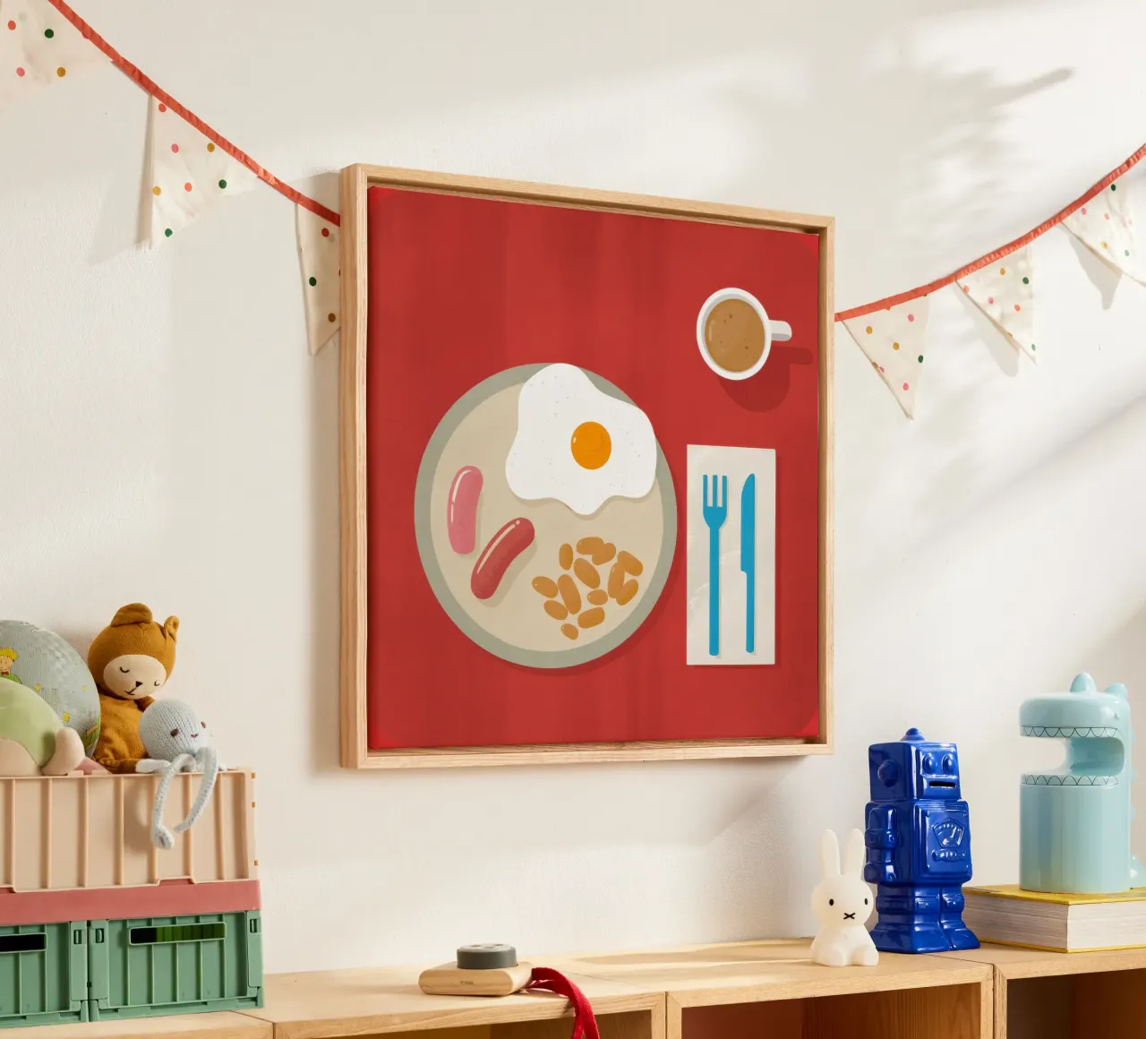 Minimalist Breakfast Flatlay canvas with Floater frame by Echo Saber
