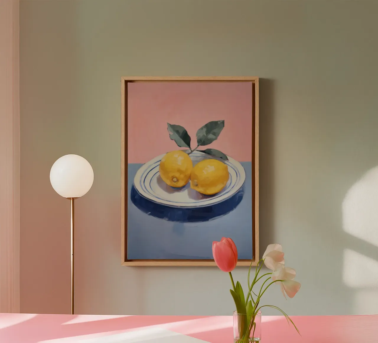 Zitrone Poster, Stillleben, Obst Poster, Sommer Druck Leinwand mit Schattenfugenrahmen von ArtHaus