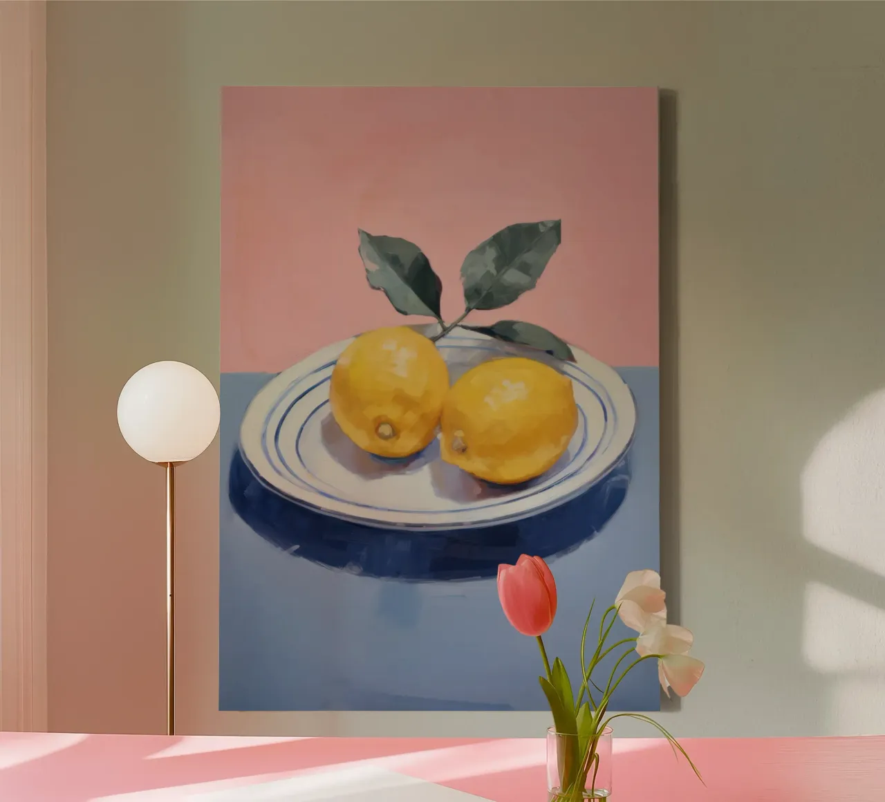 Zitrone Poster, Stillleben, Obst Poster, Sommer Druck Leinwand mit Schattenfugenrahmen von ArtHaus