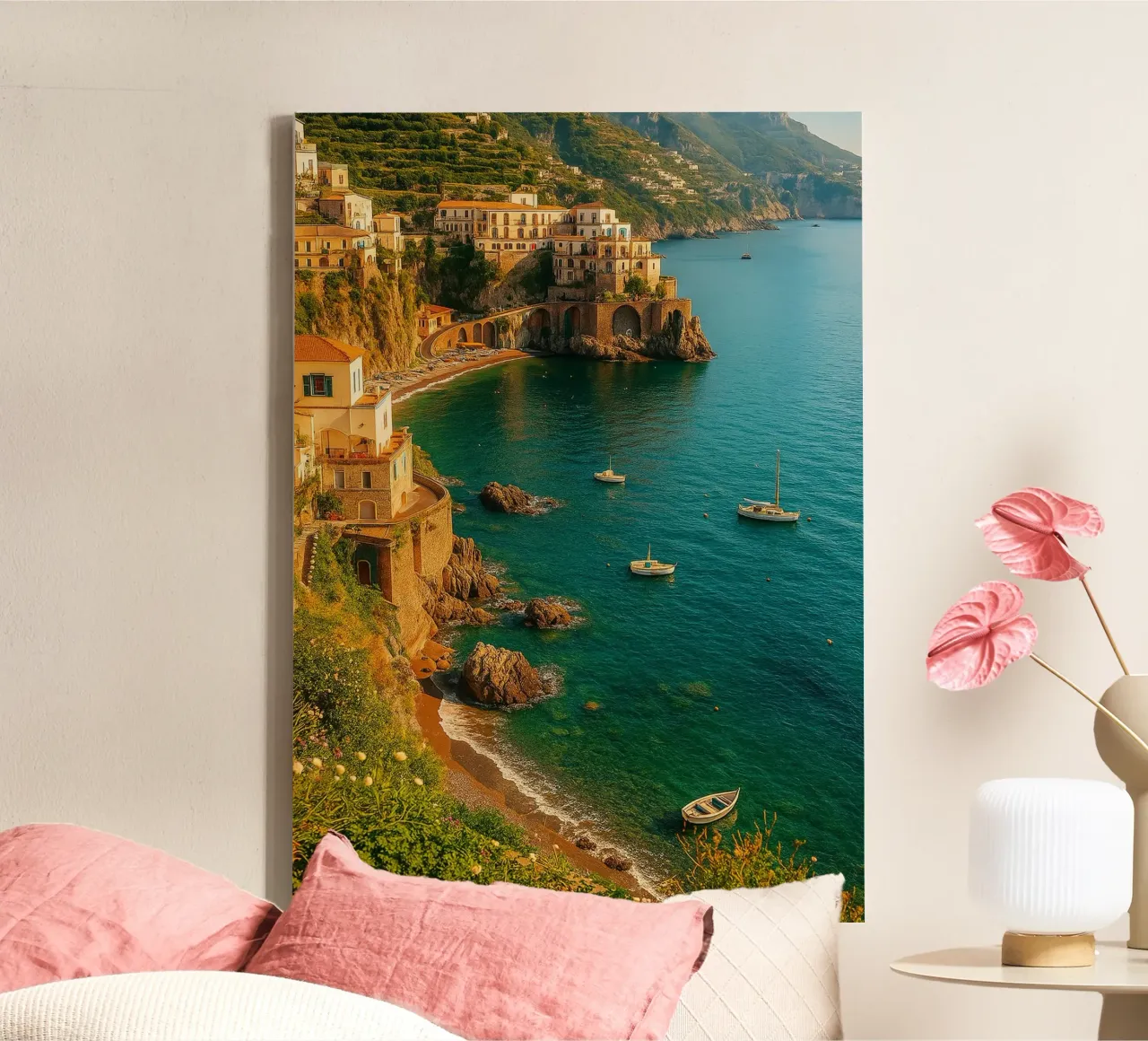 vue côtière photographie rétro toile avec Caisse américaine de viantishop