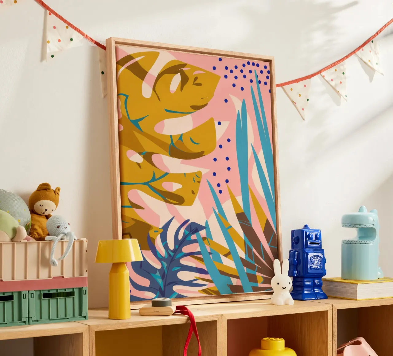 Monstera Pop Art tela con Cornice a cassetta da Echo Saber