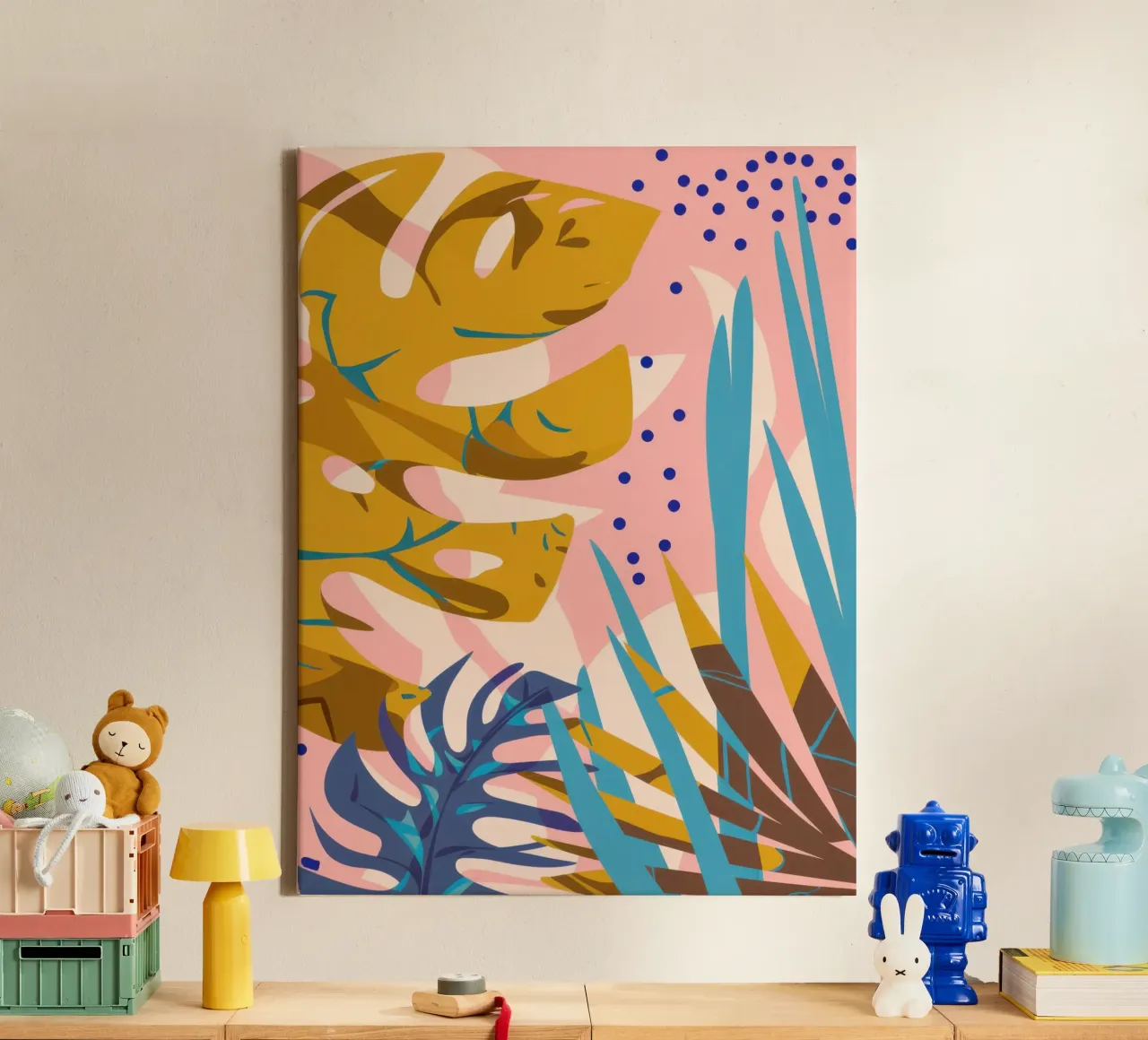 Monstera Pop Art tela con Cornice a cassetta da Echo Saber